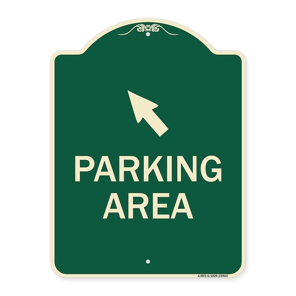 Parking Area with Upper Left Arrow Heavy-Gauge Aluminum Architectural Sign, 24" x 18", G-1824-23464